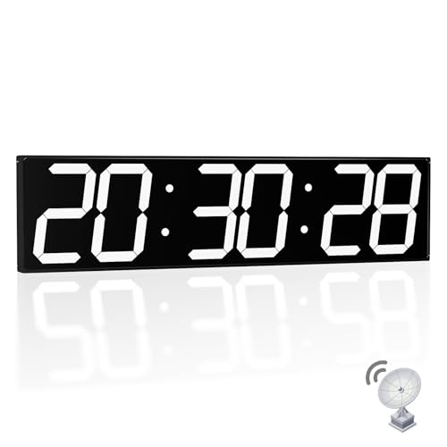 CHKOSDA Reloj de pared digital grande de 28.5 pulgadas, reloj digital automático con alarma, clendar y temperatura, sincronización automática de hora con fácil operación, temporizador grande con