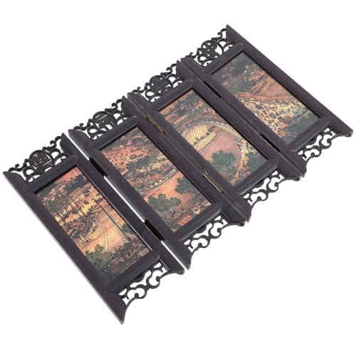 Abaodam ?古磨砂小屏風飾り 卓上折りたたみミニ屏風 風インテリア装飾 リビング 寝室 書斎用アンティーク風デスクトップ仕切り