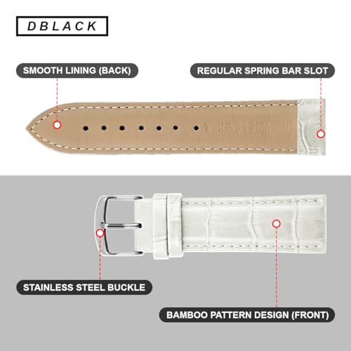 Image of DBLACK ''HIKRO'' Leather Watch Strap, Bamboo Design Full Padded Watch Belt / / For 18mm, 20mm, 22mm, 24mm, or 26mm Watch Band (Choose Your Size & Color)