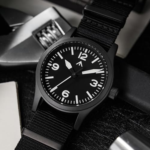 Image of Militado ML05 38mm VH31 Quartz Watch - Domed Sapphire Crystal Field Watch C3 Super Luminous Retro Sweep Wrist Watch for Men 100M Waterproof