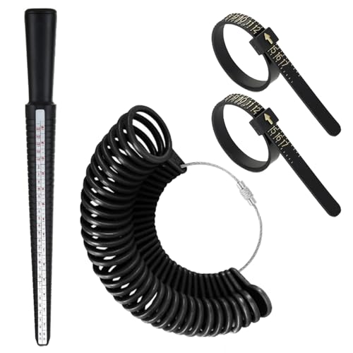Ensemble de 4 Pièces Baguier Professionnel - Outil de Mesure de Taille de Doigt pour Bagues - Guide des Tailles EU, US, UK - Mesure Doigt Précise pour...