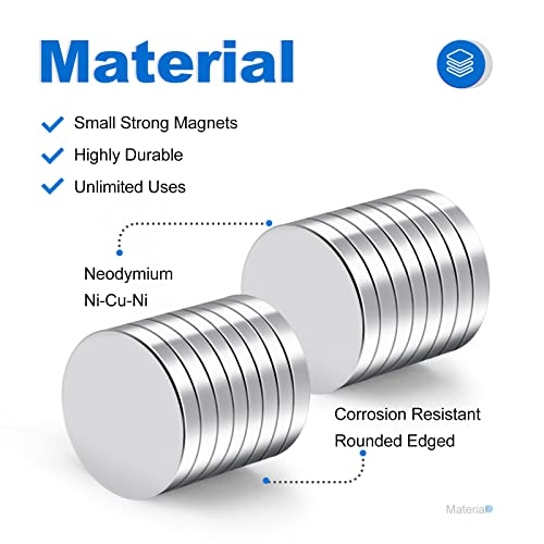 TRYMAG 20x3mm Strong Neodymium Magnets for Crafts, 16Pcs Heavy Duty Small Round Refrigerator Magnets for Office, Whiteboard, Dry Erase Board Cabinets