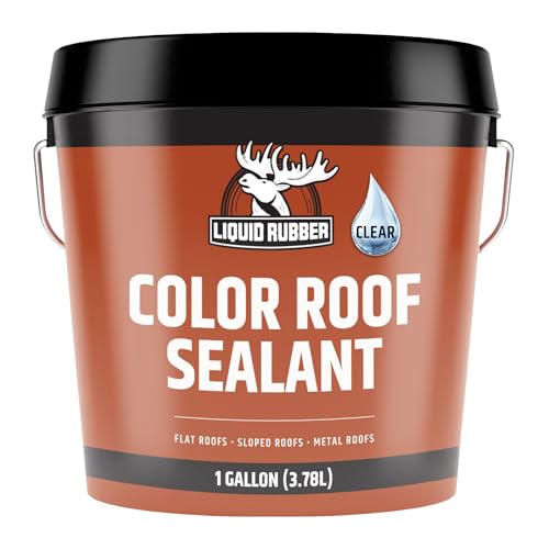 Liquid Rubber Color Roof Sealant- Elastomeric Waterproof Coating for Flat, Low-Slope & Metal Roofs, Flexible UV-Stable Membrane, Clear, 1 Gallon