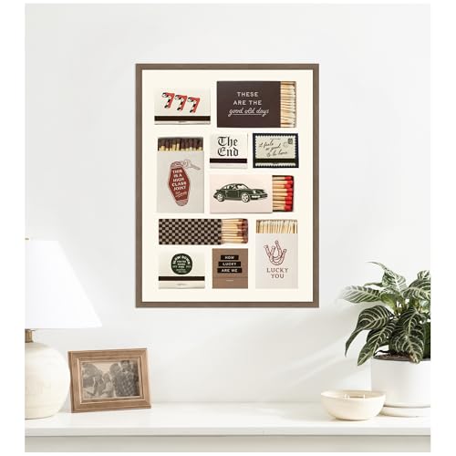 Kate and Laurel Framed Canvas Wall Art Print Vintage Matchbox by Lucky Guava, 18 x 24 Sylvie Walnut Frame, Vintage, Typography Art for Wall Decor by Kate and Laurel - Used condition - Image 3