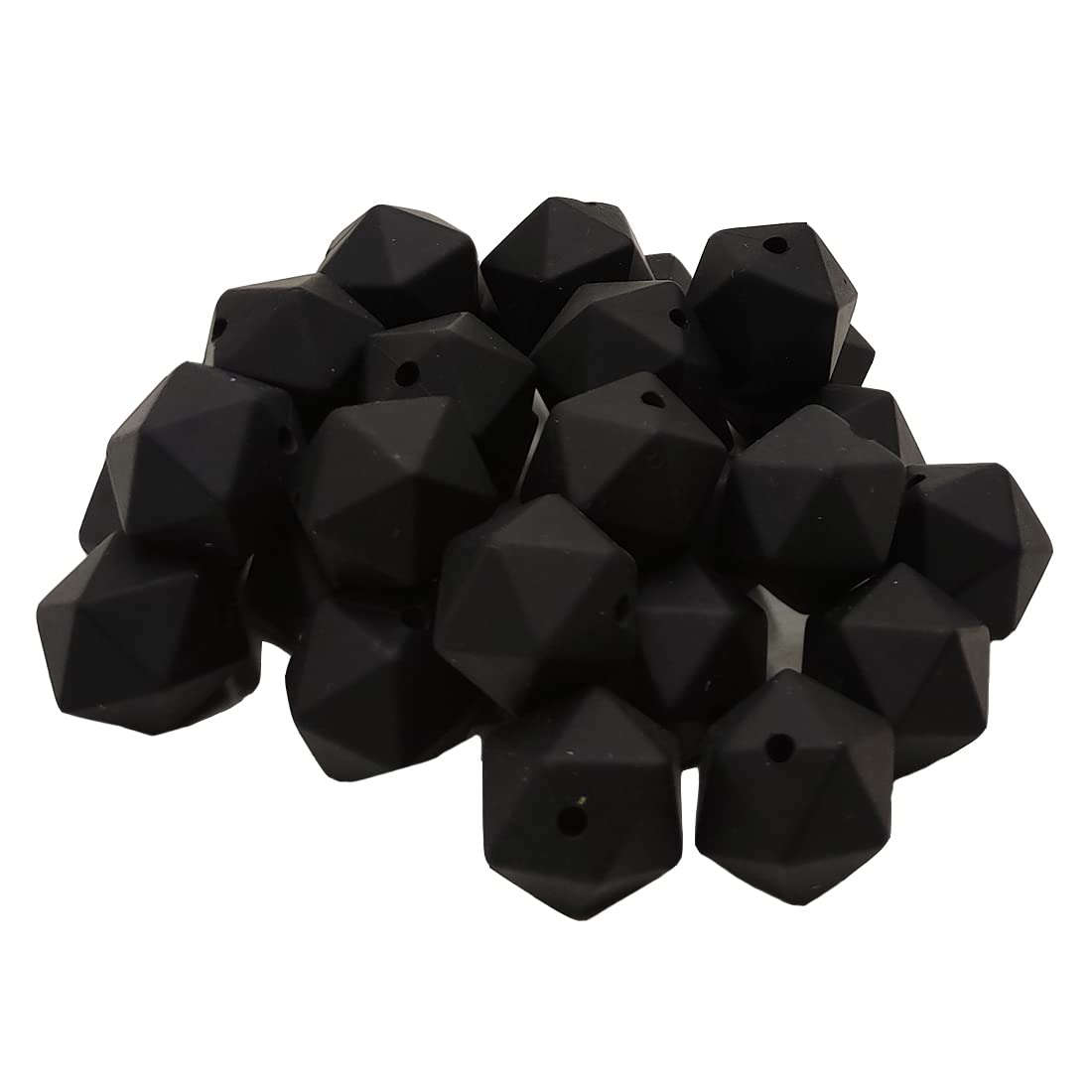 Black Color 50pcs 14mm Silicone Polygonal Beads Silicone Geometric Icosahedron Beads for Mom Jewelry Handmade Lanyards Making Home Decor
