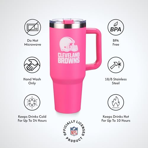 Image of The Memory Company Officially Licensed NFL - Cleveland Browns 40oz Pink Game Day Tumbler with Team Logo