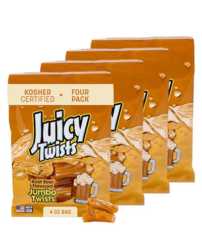 Juicy Twist Premium Licorice Candy 4 Ounce Root Beer Flavor Soft & Chewy Gourmet Treat