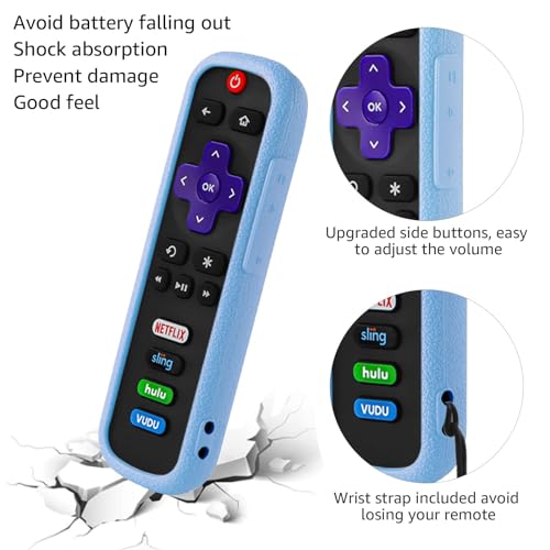 Image of 4 Pack Remote Cover for Roku, The Remote Case Compatible with Roku Voice Remote Official, Silicone Universal Protective Controller Sleeve for Roku TV Remote Glow in the Dark Yellow Purple Blue