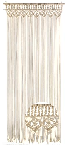 Kobolo Türvorhang Twine 95x210 cm,handgewebter Makramee-Vorhang, Baumwolle, Beige, Boho-Dekoration für Türen & Fenster, Hochzeitsdekoration, Raumteiler & Wandbehang, Gewebte Tapisserie