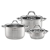 AMBITION Topfset 3 Töpfe Solar Edelstahltöpfe mit Deckel Induktion alle...