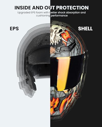 Image of ILM Motorcycle Helmets for Adult Men Women Full Face DOT ECE Powersports Dual Visor Street Racing Helmet with Pinlock Cascos para Motos Model MF509 (Day1 Orange, XL) | Powersports, Dual Visor, Street Racing, Pinlock, Cascos para Motos