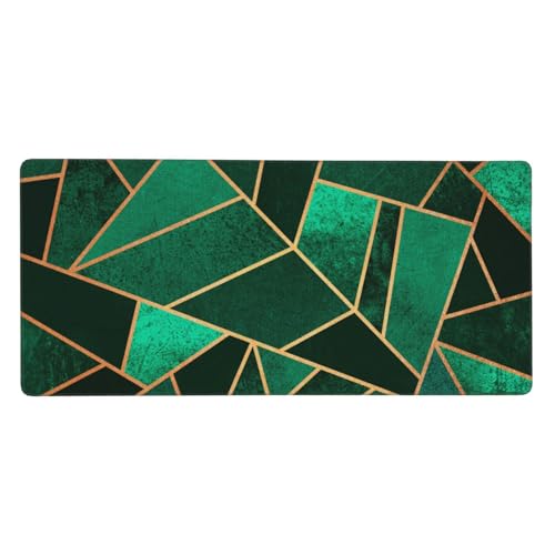 Tapis de souris grand format 40x90 cm avec base caoutchouc antidérapante motif lignes émeraude
