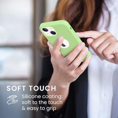 Image of VONZEE Liquid Silicone Cover Compatible with iPhone 14 Plus Case (6.7 inch) 3 Layer Microfiber Lining Covers Phone Cases Full Body Protective Wireless Charging Shockproof Back Cover (Matcha)