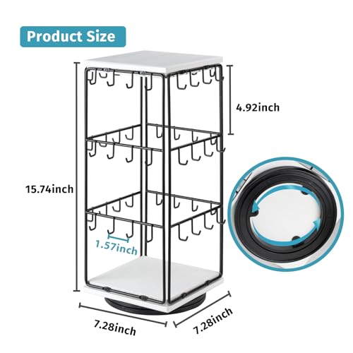 Image of 360 Rotating Earring Display Stands for Selling, Earring Rack Display Holder Stand, Jewelry Display for Vendors Selling Earring Cards, Necklaces, Bracelets, Hair Accessories (48 Hooks)