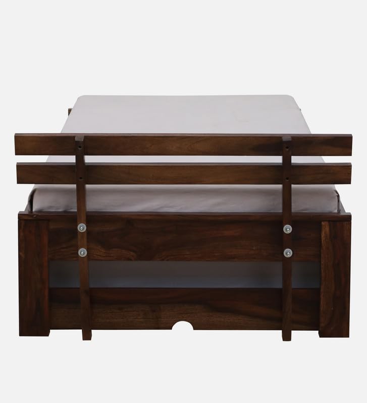 Image of Solid Sheesham Wood Admire Single Size Trundle Bed with 1 Extra Pullout Bed | Wooden Single Bed Cot Palang Furniture for Bedroom Living Room Home and Hotel (Provincial Teak Finish)