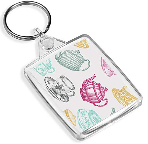 Destination Vinyl Keyrings High Tea Party Keyring Teacup Teapot Vintage Mum Auntie Gran Keyring #8714