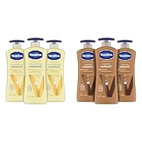 Vaseline hand and body lotion Intensive Care Moisturizer for Dry Skin Essential Healing Clinically Proven to Moisturize Deeply 20.3 Fl oz & Intensive Care Body Lotion for Dry Skin Cocoa Radiant Lotion