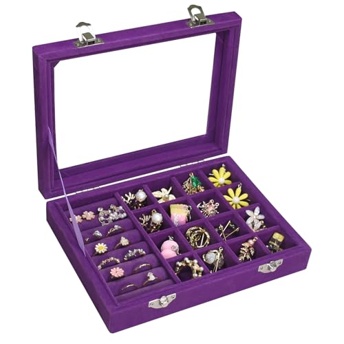 Image of Vicoter Rings Organizer Tray 7 Slots Velvet Jewelry Earring Storage Box