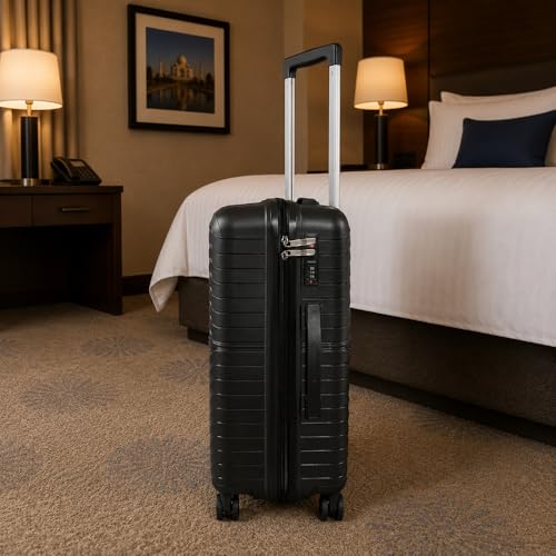 Image of 3G VACANZA Trolley Bags Hard Case Polypropylene, 4 Spinner Wheels, 360 Degree Wheeling Carry on Luggage, Travel Bag, Suitcase for Travel, Trolley Bags for Travel 24 in Black