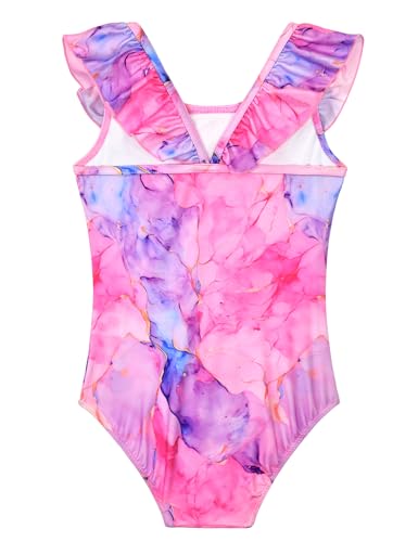 Image of Snowheart Girls Swimsuit One Piece Bathing Suit Kids Quick Dry Shoudler Ruffle Floral Swimwear for 3-12 Years Old