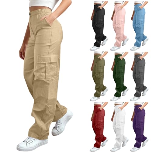 MaMiDay Baggy Cargo Pants for Women High Waisted Open Leg Pants...
