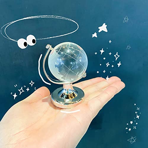 Mini World Globe Crystal Glass balls,Clear Paperweight decorative,small Earth globe for desk decorations,Office Home table Decor,tiny Ornaments Gifts, Miniature Ball Sphere paper weights,Diameter 5cm