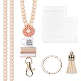 Idefair Badges Teacher Lanyard with ID Holder, Cute Wood Beaded Lanyard for Keys, Women's Fashion Keychain