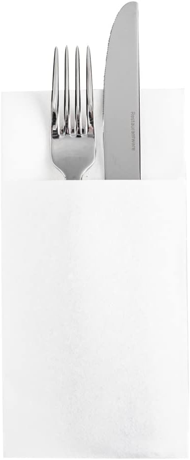 Restaurantware Luxenap 15.8 Inch Dinner Napkins 800 Linen Feel Disposable Napkins - Pre-Folded Built-In Pocket For Silverware Black Paper Pocket Napkin Sleeves Absorbent