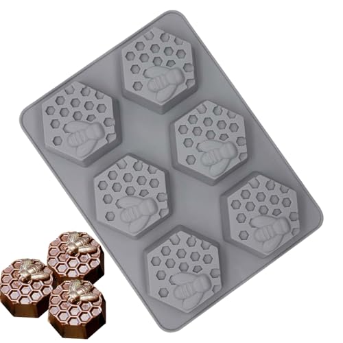 Yjkedfh Moldes de silicona para caramelos, 6 cavidades y fácil desmoldeo, moldes de silicona para caramelos, para cera y jaleas, de goma, tortitas
