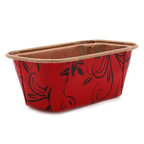Premium Personal Mini Size Paper Baking Loaf Pan, Perfect For Chocolate Cake, Banana Bread, Red With Black Print, Set Of 30 - By Ecobake #TOP2