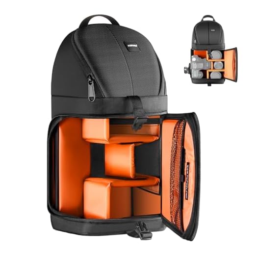 Neewer Professional Camera Case Sling Backpack for Nikon Canon Sony and Other DSLR Cameras and Lens,Tripod,Other Accessories,Durable Waterproof and Tear Proof Bag with Padded Dividers(Orange Interior)