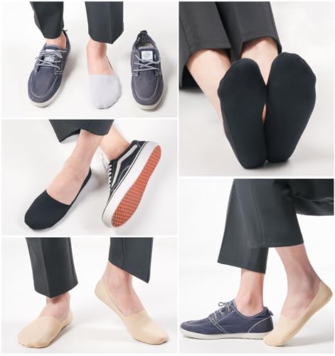 No Show Socks Men Nylon Non Slip Low Cut Invisible Liner Footies Thin Silk Socks for Loafers Boat 6 Pairs3