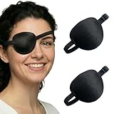 Adjustable Medical Eye Patch Set, 2PCS Comfortable Black Eye Patch for Left or Right Eyes, Reusable Amblyopia Eye Cover for After Surgery Recovery