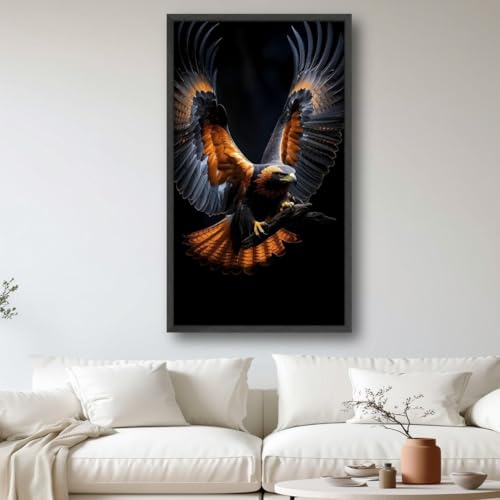 Toile faucon en vol symbole de liberté, art oiseau de proie sauvage