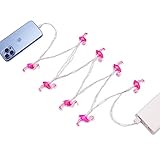 FOYOTO Pink Flamingo USB Christmas Light Phone Charger Cord Designed for Women 50 Inch Compatible with Phone 5~14 Series