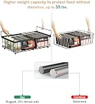 UMDONX 4 Pack Chest Freezer Basket Organiser Storage Boxes - Kitchen Expandable Stackable Metal Shelf Rack with Handles Wire Bins, Black 29-45.5cm Width