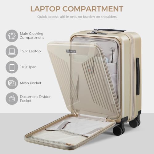 Image of Carry on Luggage Top opening Suitcases, Expandable with Cup Holder and USB Charging Port,Lightweight with Front Pocket Rolling Suitcases with Spinner Wheels
