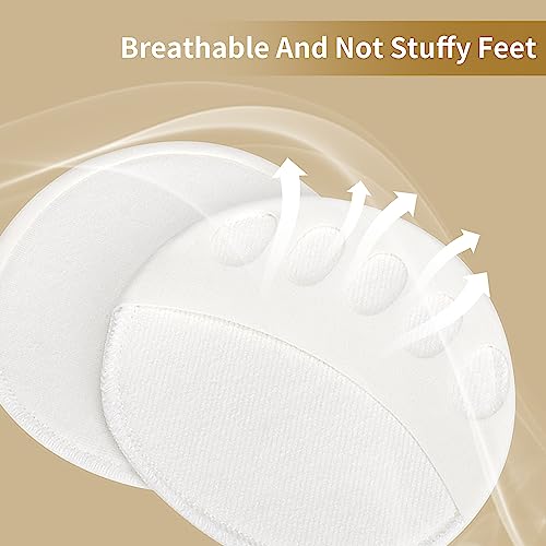 Image of 4 Pairs Honeycomb Fabric Forefoot Pads Women High Heels Invisible Socks High Heel Comfort Pads for Relieving Foot Fatigue Comfortable Non-Slip Corrective Toe Socks Pad (White)
