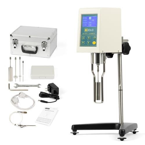 U.S.SOLID Rotary Viscometer Viscosity Meter, LCD Display, ±2% Accuracy, 4 Rotors, 100-240V (2x10^6 mPa·s (Temp Probe, with RS232)