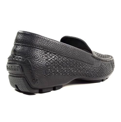 Baldinini Men's Black Woven Leather Loafers, Comfort Driving Moccasins, Slip-On Summer Shoes3