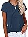 Cicy Bell T-Shirt Für Damen Sommer Kurzarm Oberteile Rundhals Casual Basic Shirts Tops Marine XL