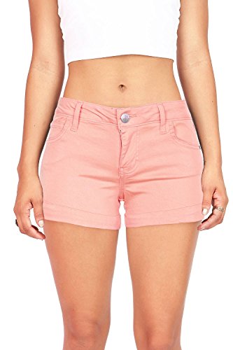 Celebrity Pink Jean Women's Juniors Classic Cuffed Hem Mid-Rise Shorts (15, Mauve)