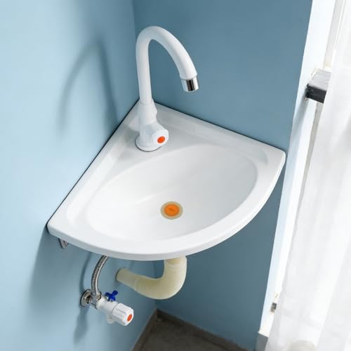 Lavabo mural d'angle compact en céramique Lurrose pour petits espaces - 6