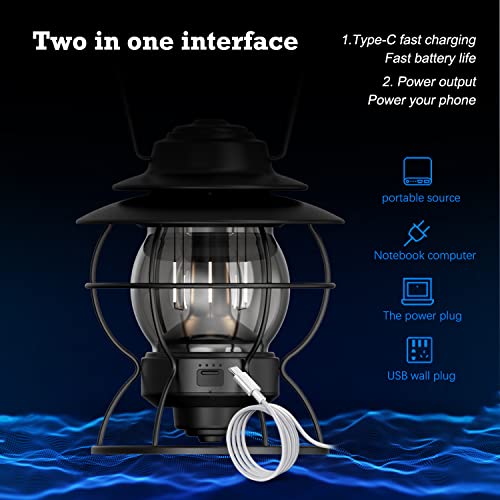 Pinsai Led Camping Lantern,Rechargeable Retro Metal Camping Light,Battery Powered Hanging Candle Lamp ,Portable Waterpoor Outdoor Tent Bulb, Emergency Lighting For Power Failure,Outages #TOP7