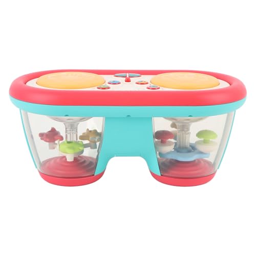 Fafeims Jouet Tambour à Clap Main, Jouet Musical ABS bébé, Tambour Percussion Multifonctionnel pour Les Tout-Petits Apprentissage Précoce, Piano électronique de Carrousel 3-en-1 (Rouge et Vert)