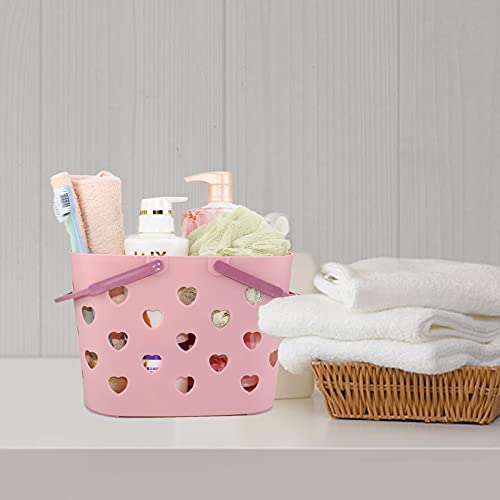 Xloey Plastic Shower Caddy Basket,Portable Shower Caddy Tote Box Organizer Bin Dorm With Handle For Bathroom, Pantry, Kitchen, College Dorm, Garage-Pink (1Pc) #TOP5