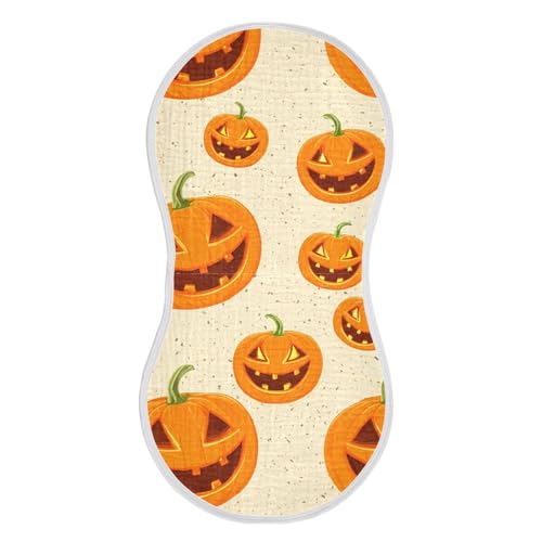 2 Pack Baby Burp Cloths, Soft Absorbent Burping Cloths for Babies, Cotton Milk Spit Up Rags, Large Size for Newborns, Baby Boys and Girls (Lantern Pumpkins Pattern)