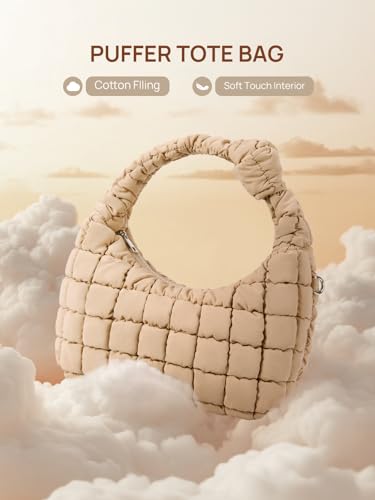 Telena Puffer Tote Bag for Women Lightweight Puffy Tote Bags Small Quilted Crossbody Shoulder Handbag with Detachable Strap4
