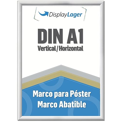 DisplayLager - Marco plegable A1 blanco con perfil de aluminio de 25 mm, cristal protector antirreflectante, material de fijación