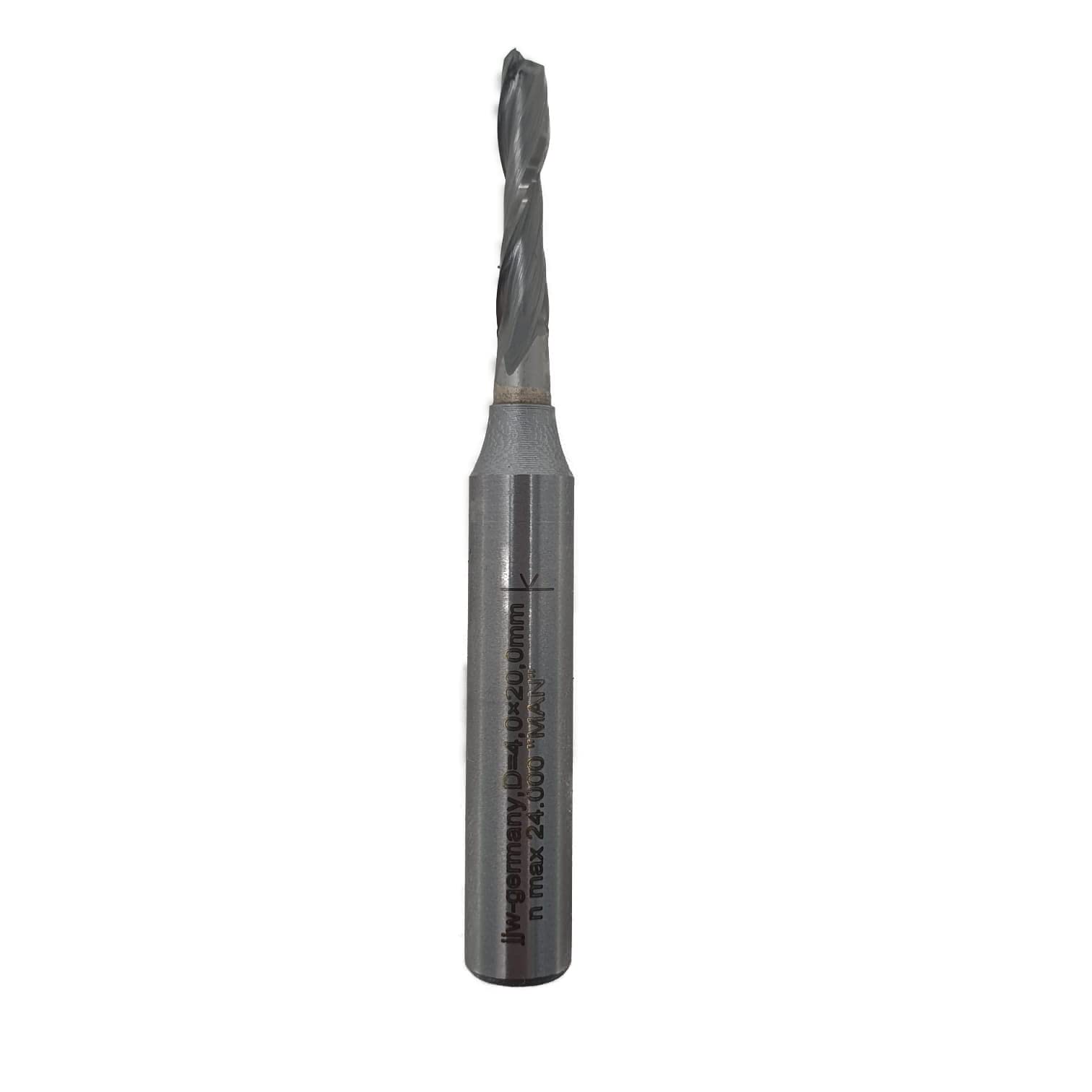 jjw-germany VHM - Fresa elicoidale per scanalature Z= 2 per fresatrice a mano con codolo in acciaio 8,0 mm (D= 4,0 mm NL 20,0 mm GL 68)